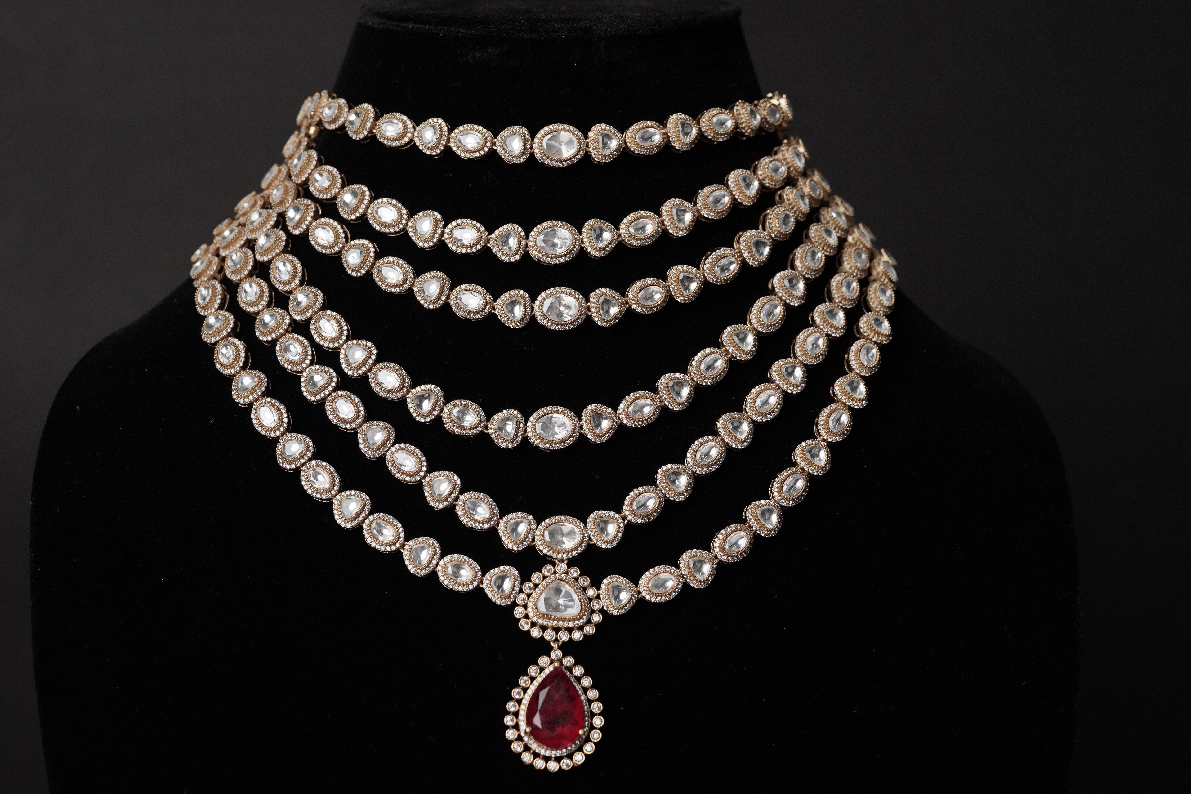 Multilayered Moissanite Necklace Set