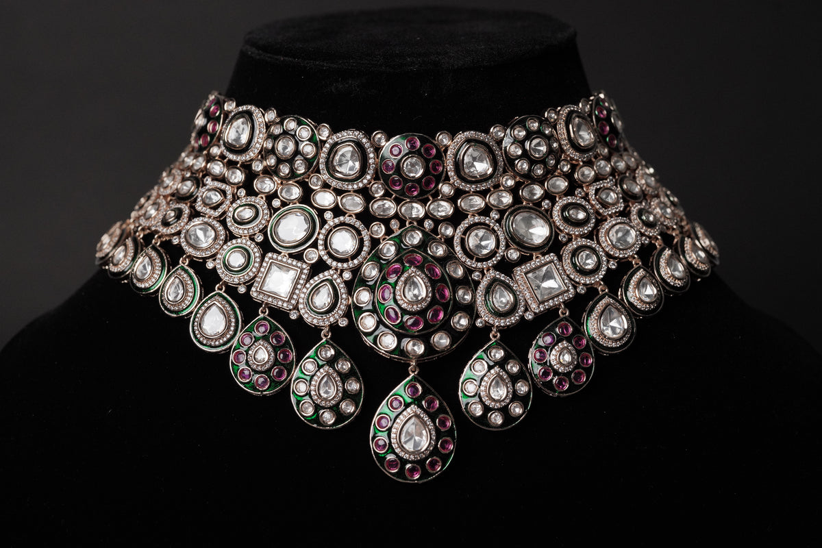 Maharani Moissanite Choker Necklace Set