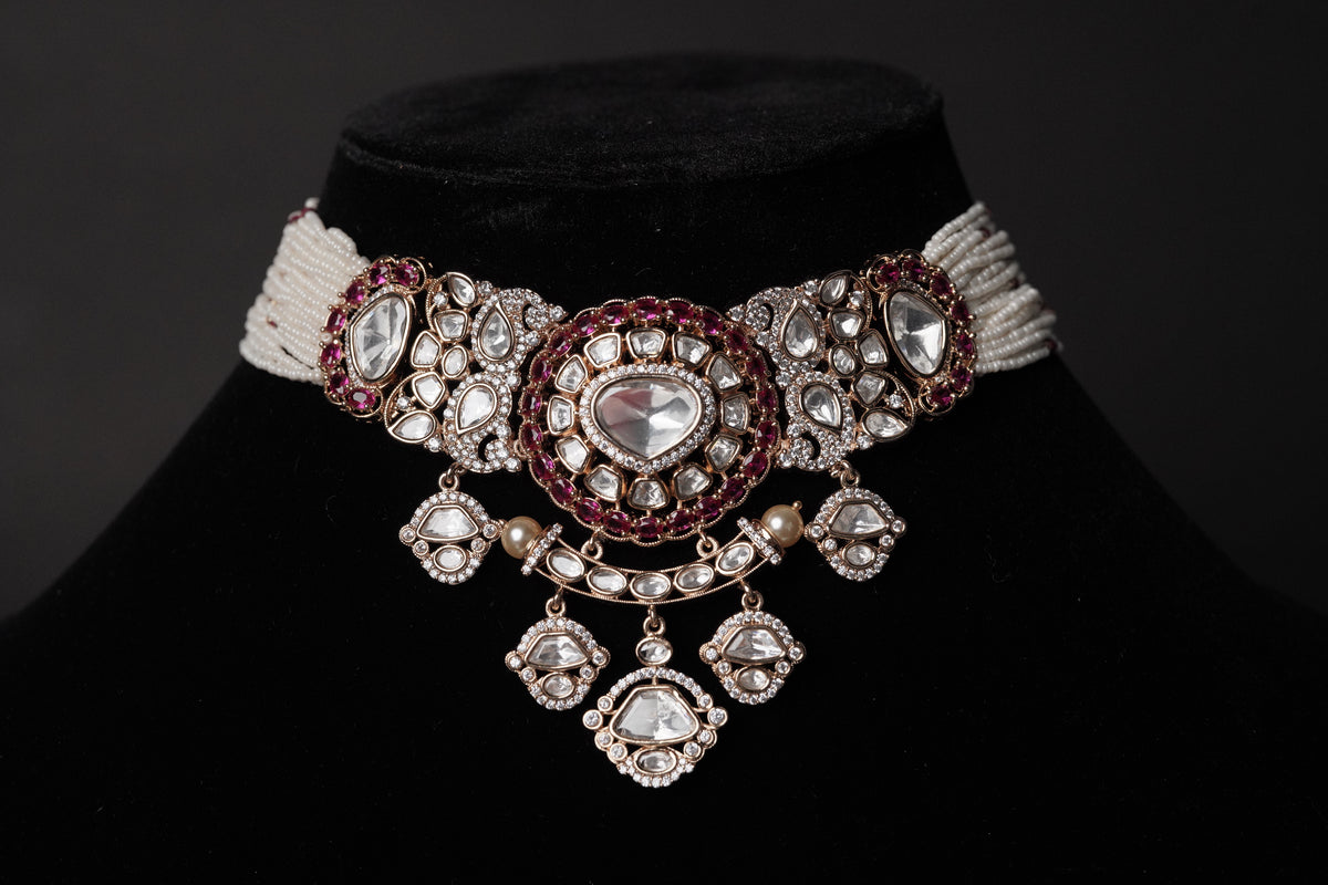 Modern Heirloom Moissanite Choker with Drops