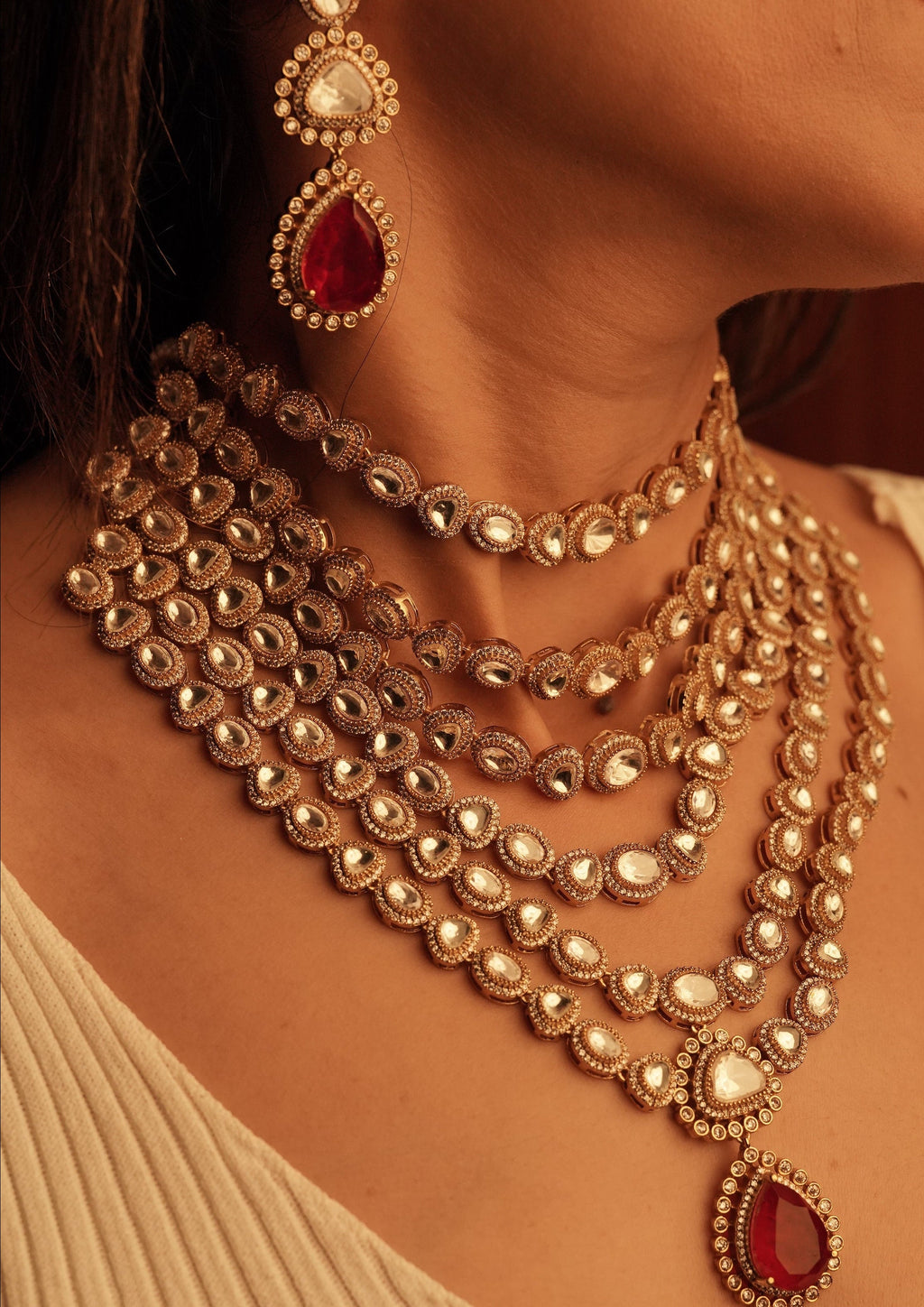 Multilayered Moissanite Necklace Set