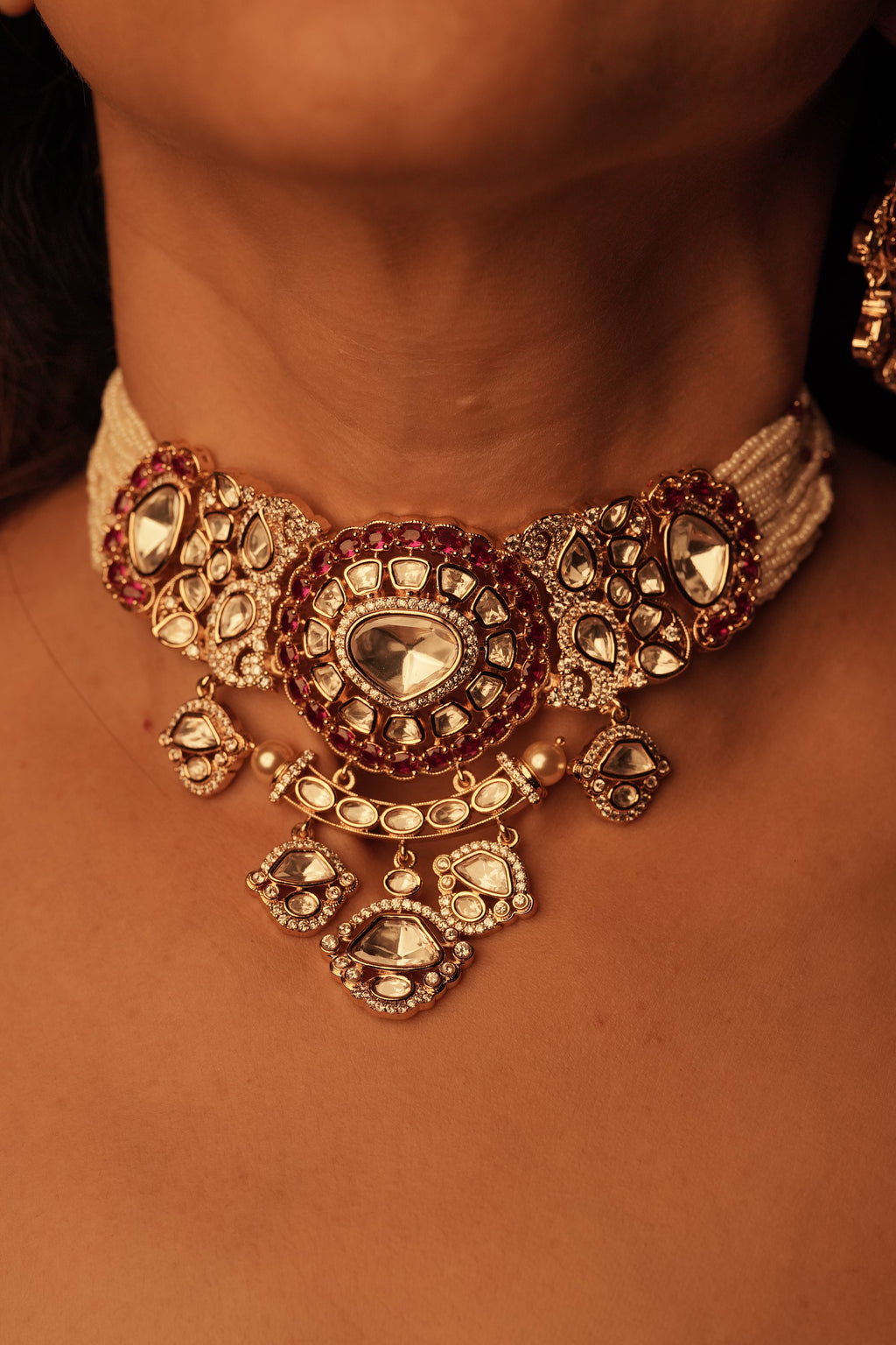 Modern Heirloom Moissanite Choker with Drops