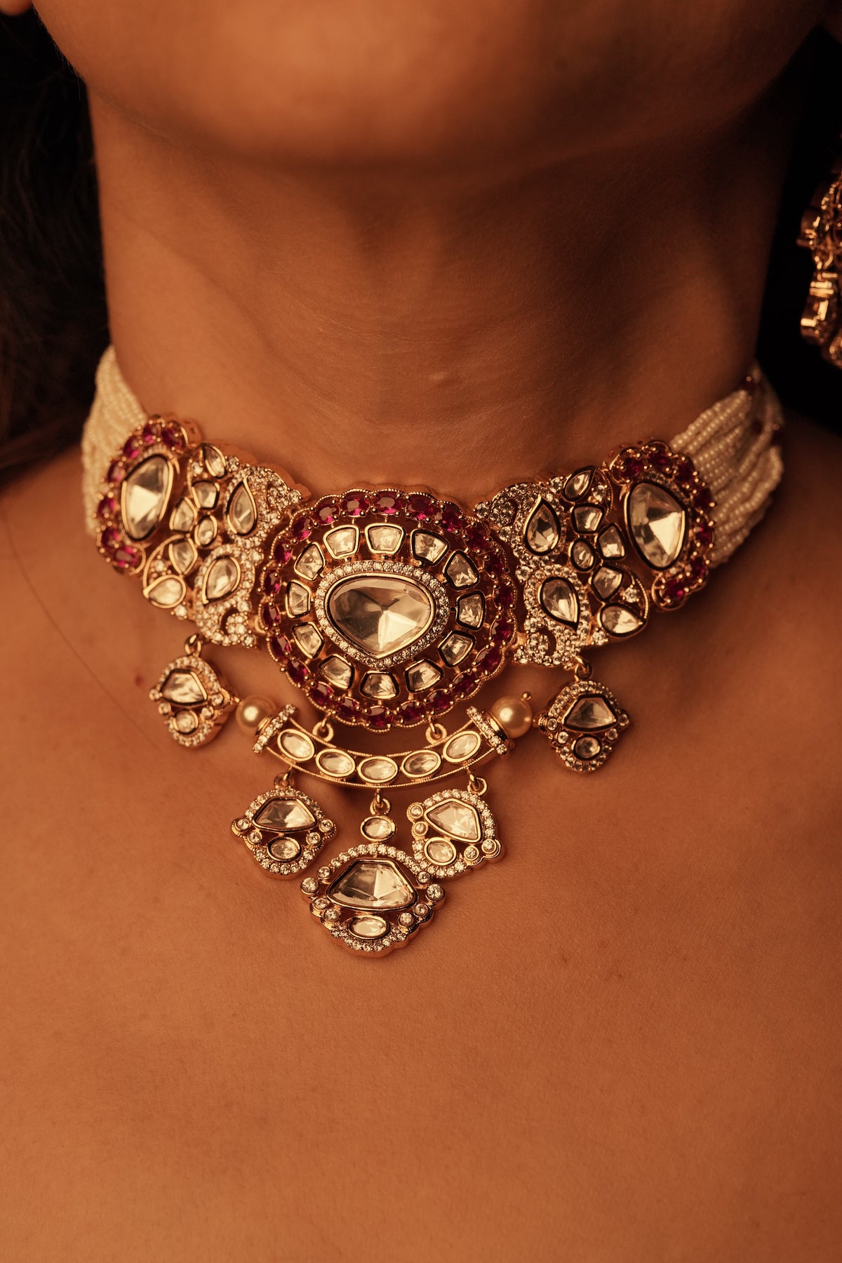 Modern Heirloom Moissanite Choker with Drops