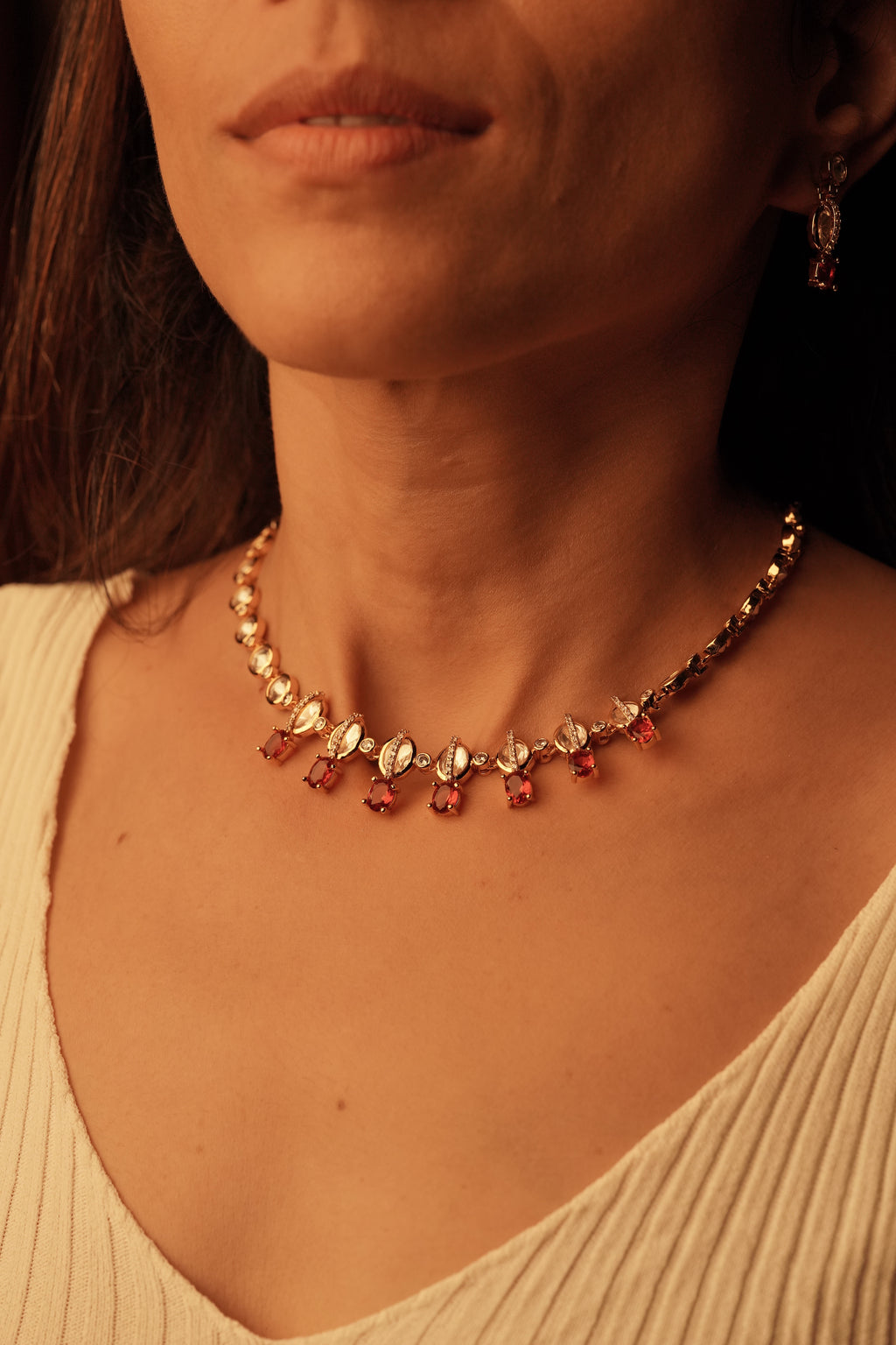 Delicate Moissanite Necklace with Colored Drops