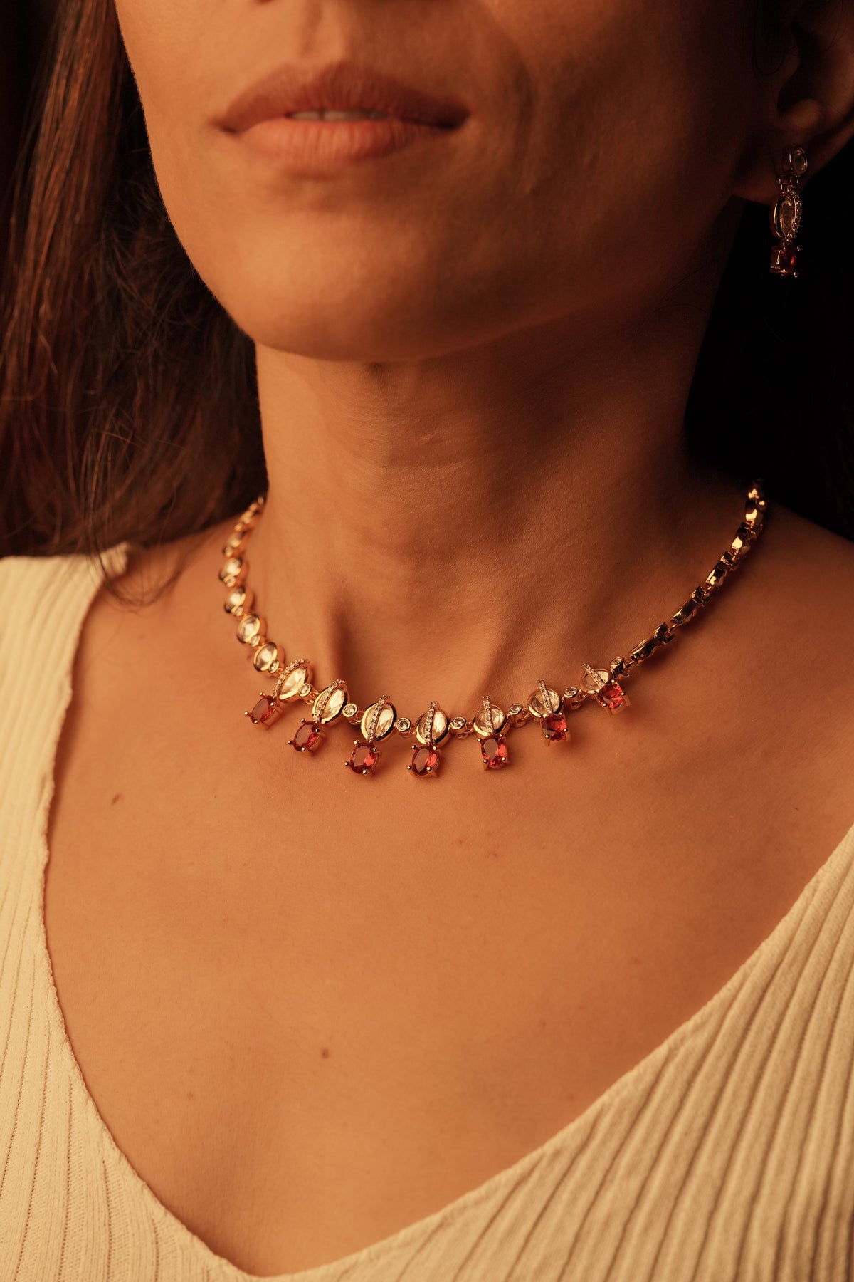 Delicate Moissanite Necklace with Colored Drops
