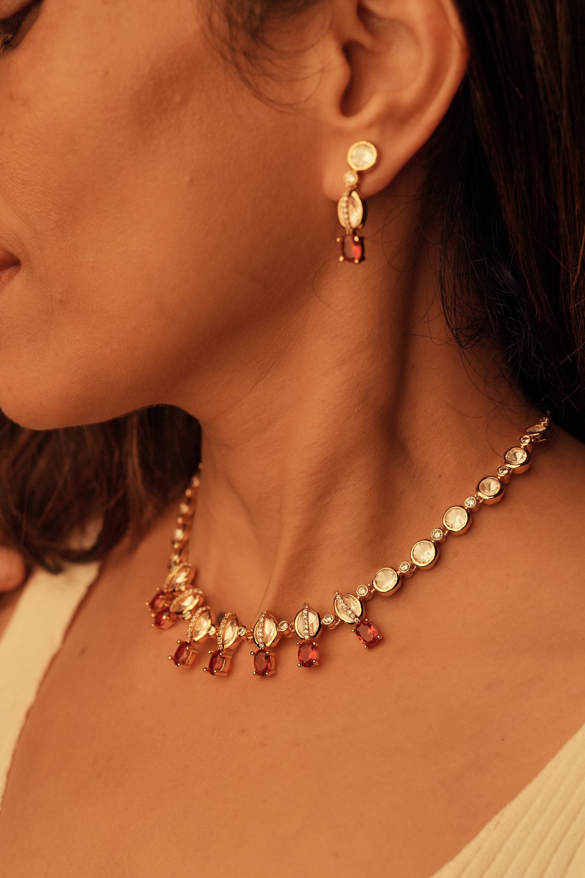 Delicate Moissanite Necklace with Colored Drops