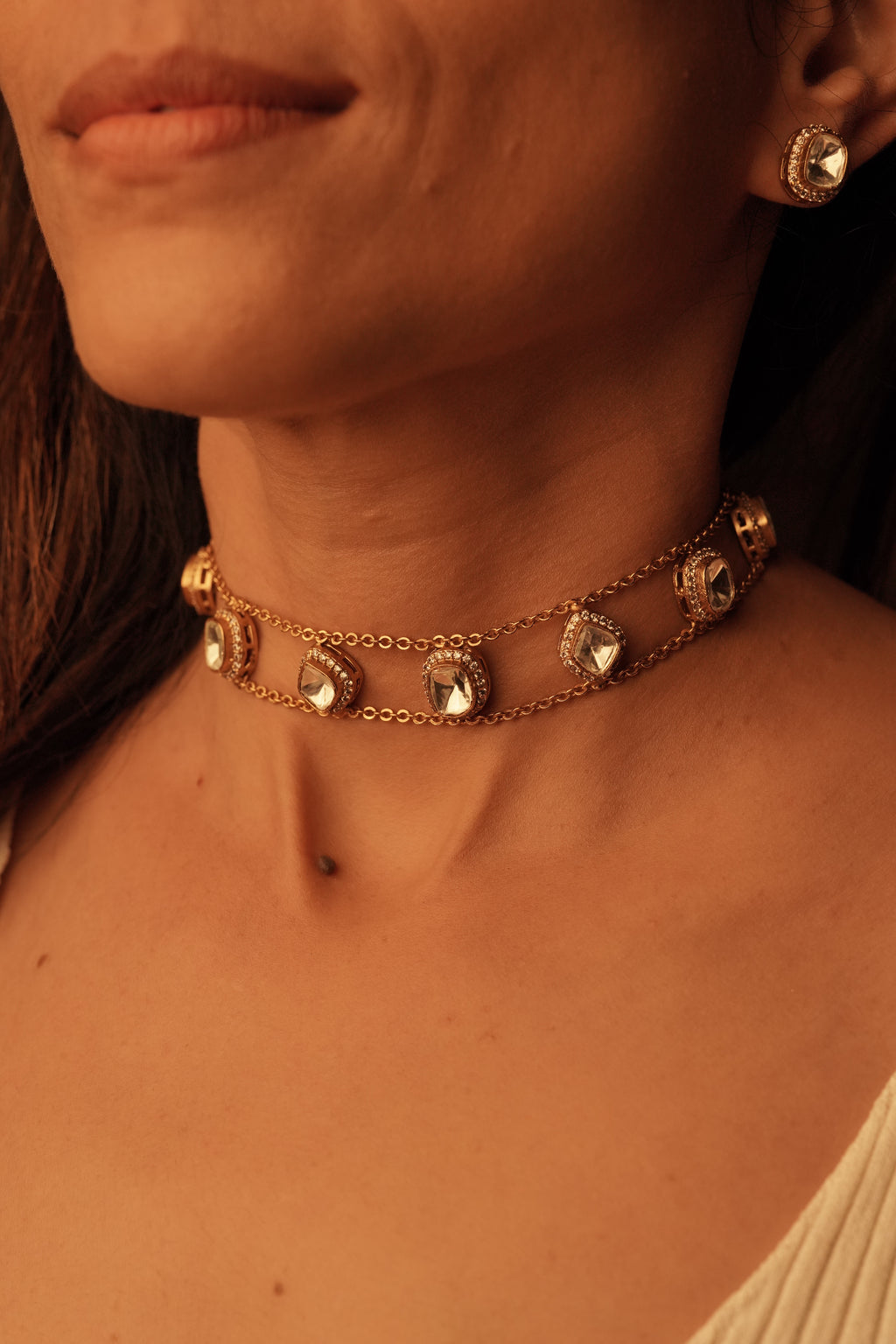 Polki choker minimal necklace set