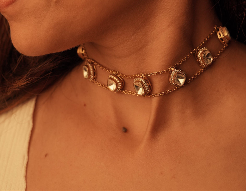 Polki choker minimal necklace set