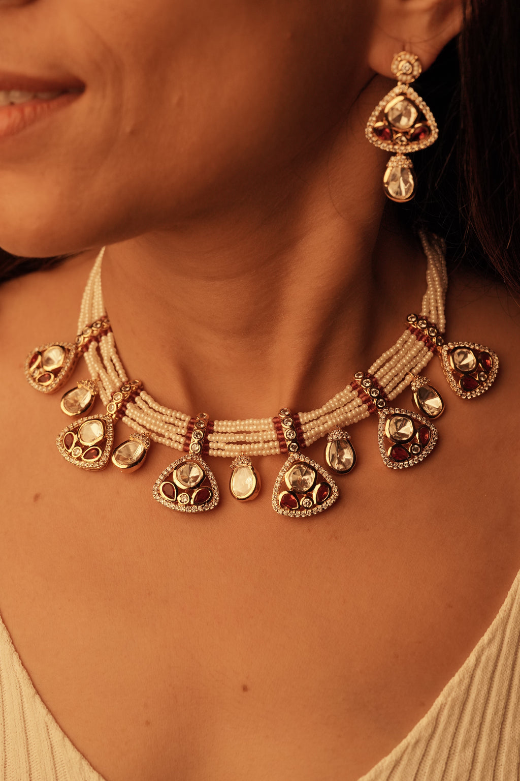 Moissanite Drops Choker Necklace Set