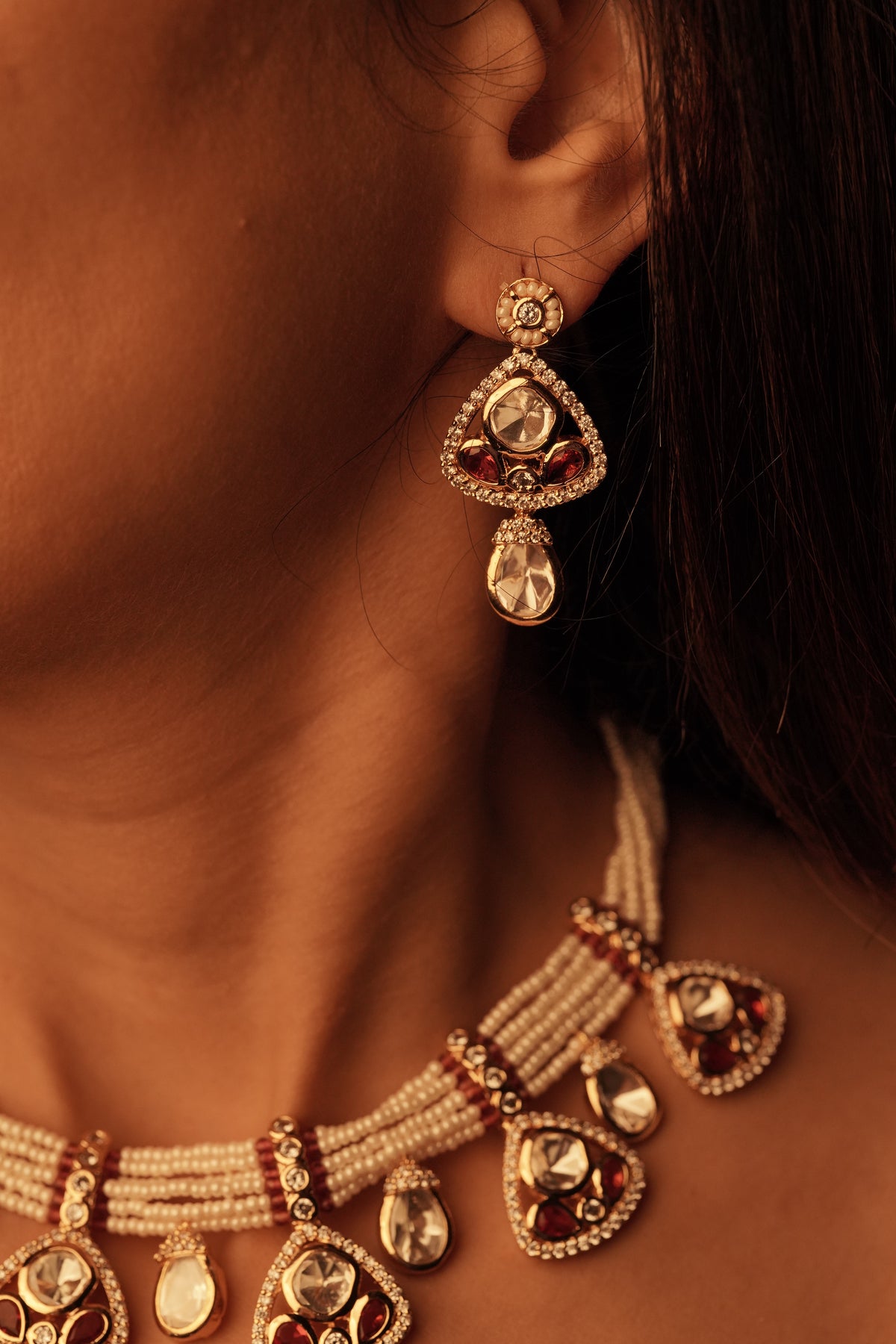 Moissanite Drops Choker Necklace Set