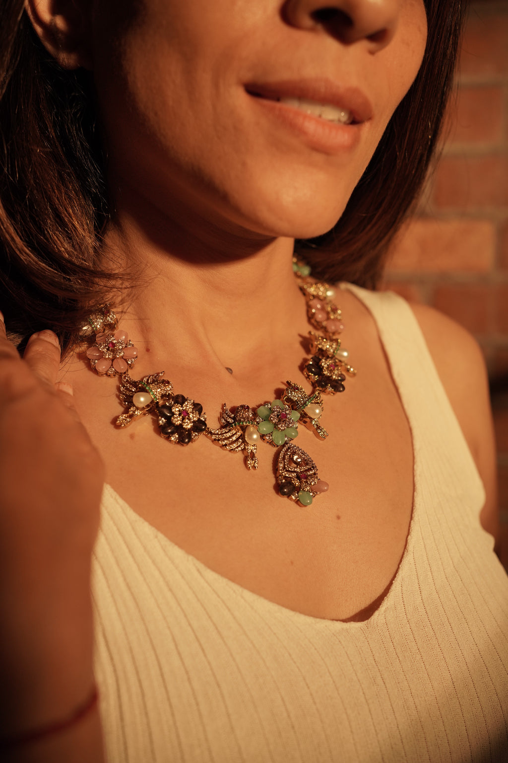Birds Motif American Diamond Necklace Set