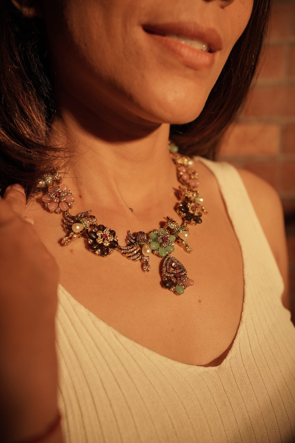 Birds Motif American Diamond Necklace Set