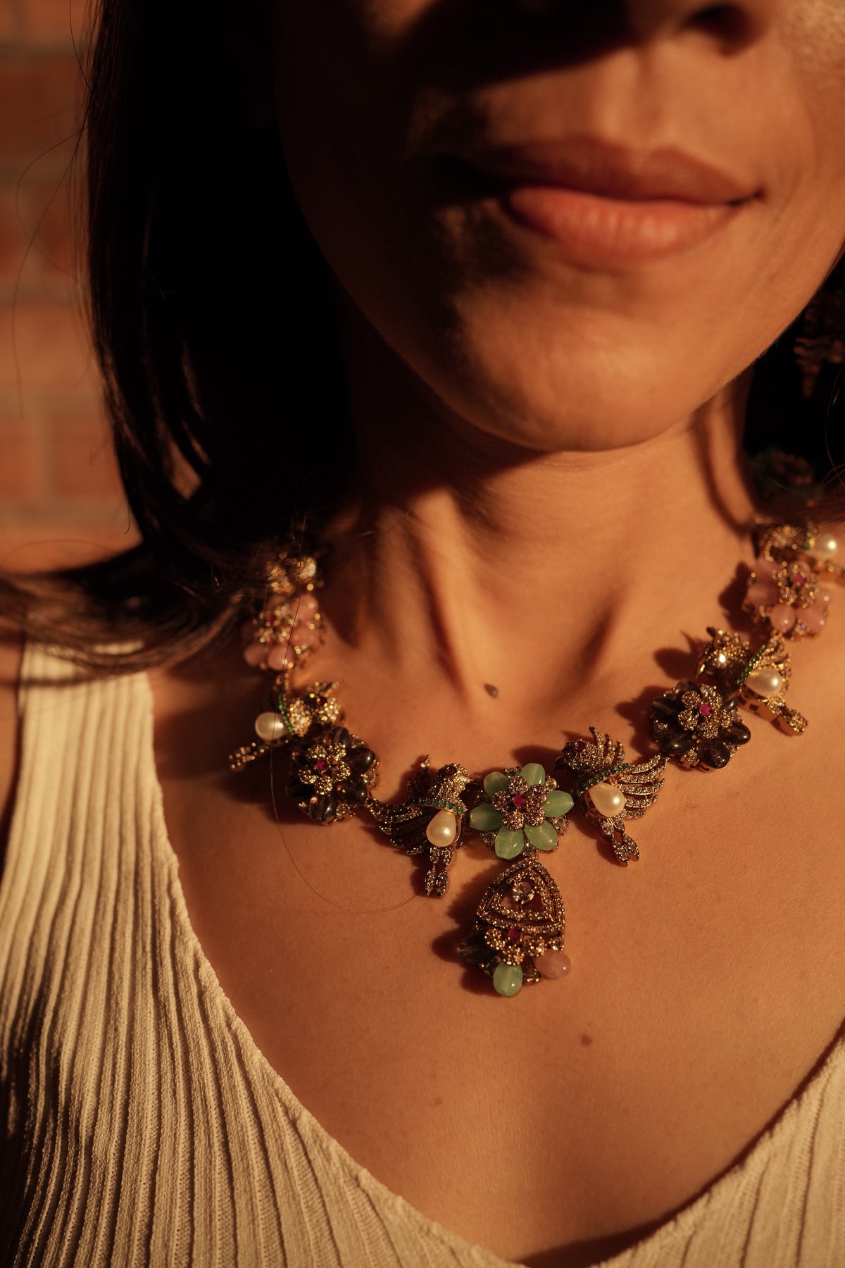 Birds Motif American Diamond Necklace Set